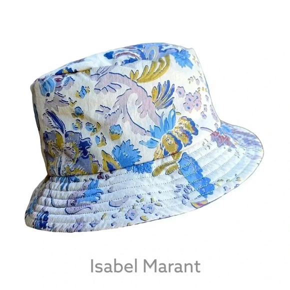 ISABEL MARANT | NWOT | REVERSIBLE HALEY LOGO BUCKET HAT FLORAL | SIZE: SMALL - Picture 1 of 7